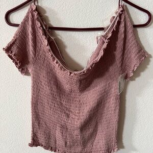 Brand New Heart Hips Off The Shoulder Mauve Fitted Top